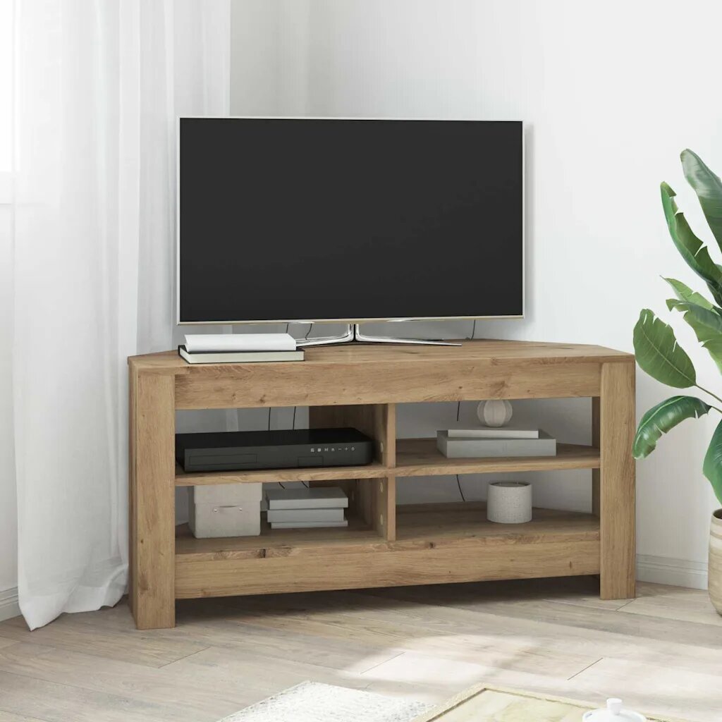 vidaXL Ъгловшкафзателевизор 102 x 405 x 45 см Дъб Инженерна дървесина