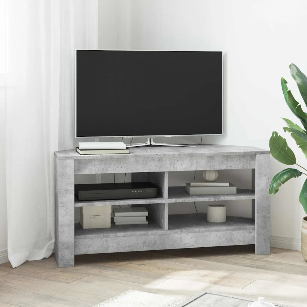 vidaXL Ъгловшкафзателевизор 102 x 405 x 45 см Циментено сиво