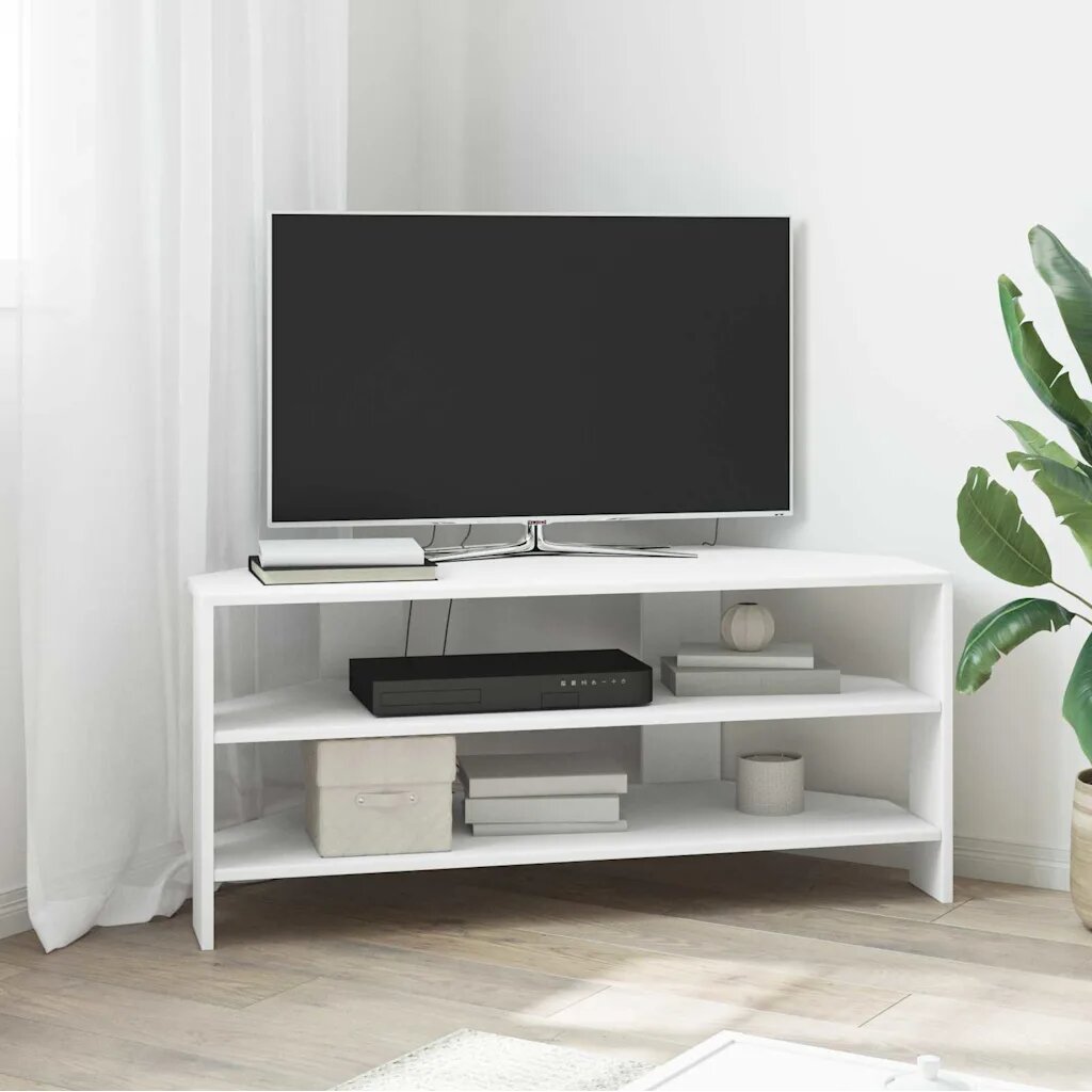 vidaXL Ъгловшкафзателевизор 102x405x45см Бяло Инженерна дървесина