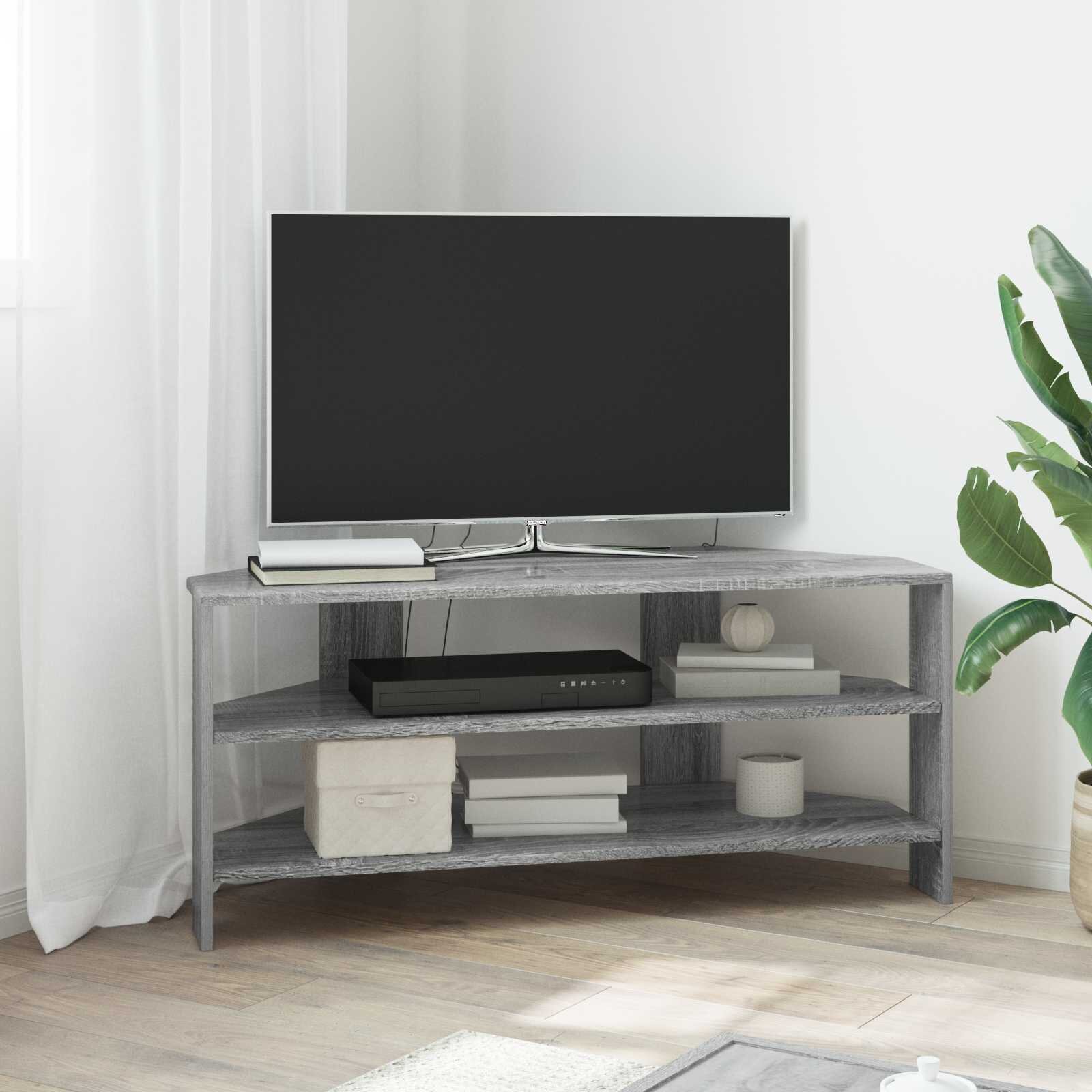 vidaXL Ъгловшкафзателевизор 102x405x45см Сив Сонома