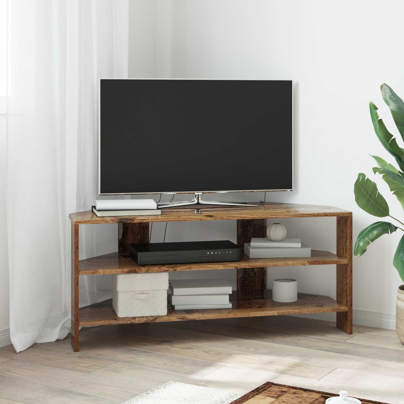 vidaXL Ъгловшкафзателевизор 102x405x45см Старо дърво