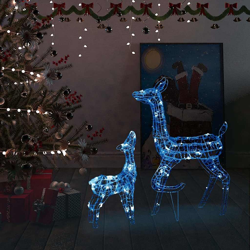 vidaXL Акрилна коледна украса семейство елени 160 LED синьо
