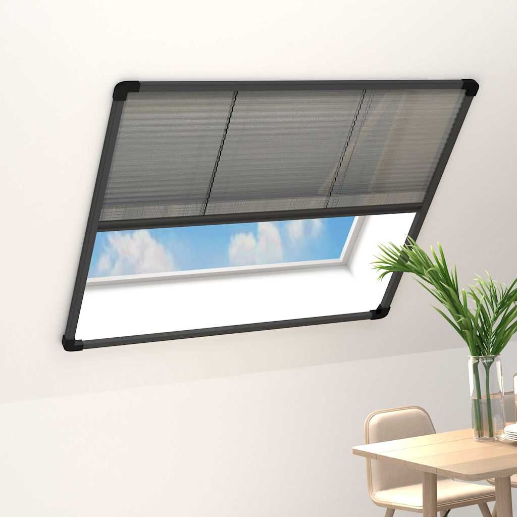 vidaXL Алуминиев плисе комарник за прозорци антрацит 120x120 см