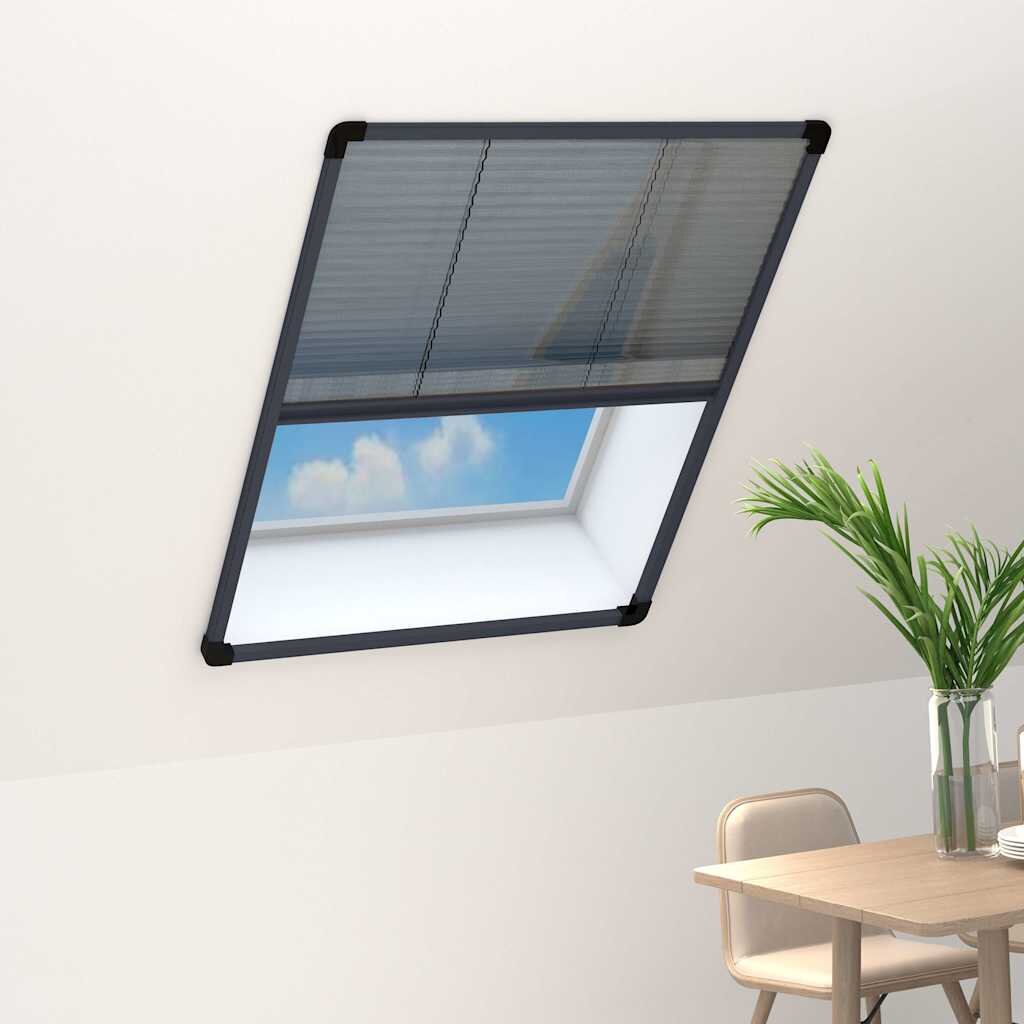 vidaXL Алуминиев плисе комарник за прозорци антрацит 60x80 см