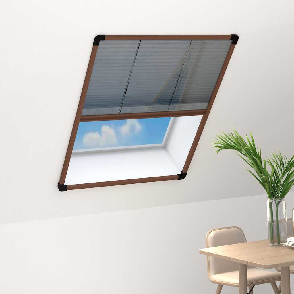 vidaXL Алуминиев плисе комарник за прозорци кафяв 60x80 см