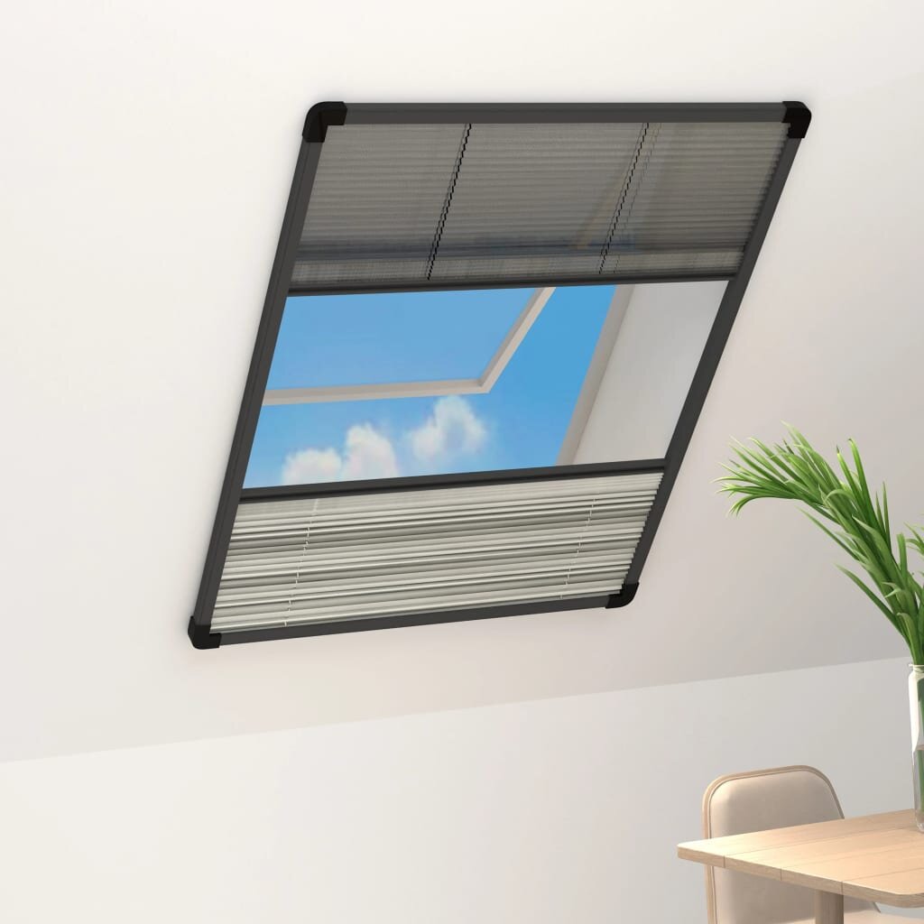 vidaXL Алуминиев плисе комарник за прозорци със сенник 60x80 см