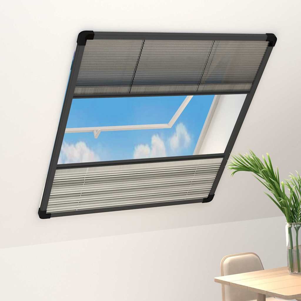 vidaXL Алуминиев плисе комарник за прозорци със сенник 80x100 см
