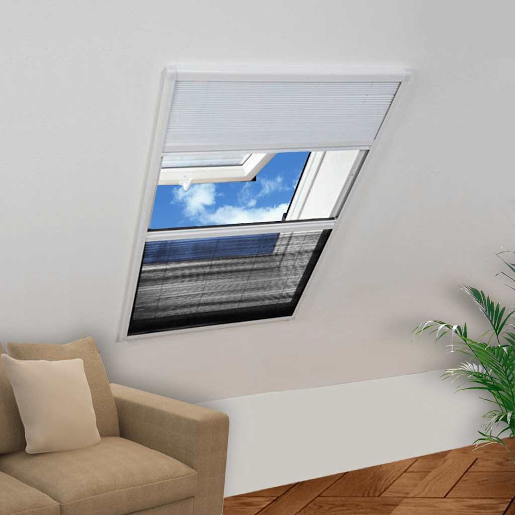 vidaXL Алуминиев плисе комарник за прозорци със сенник 80x100 см