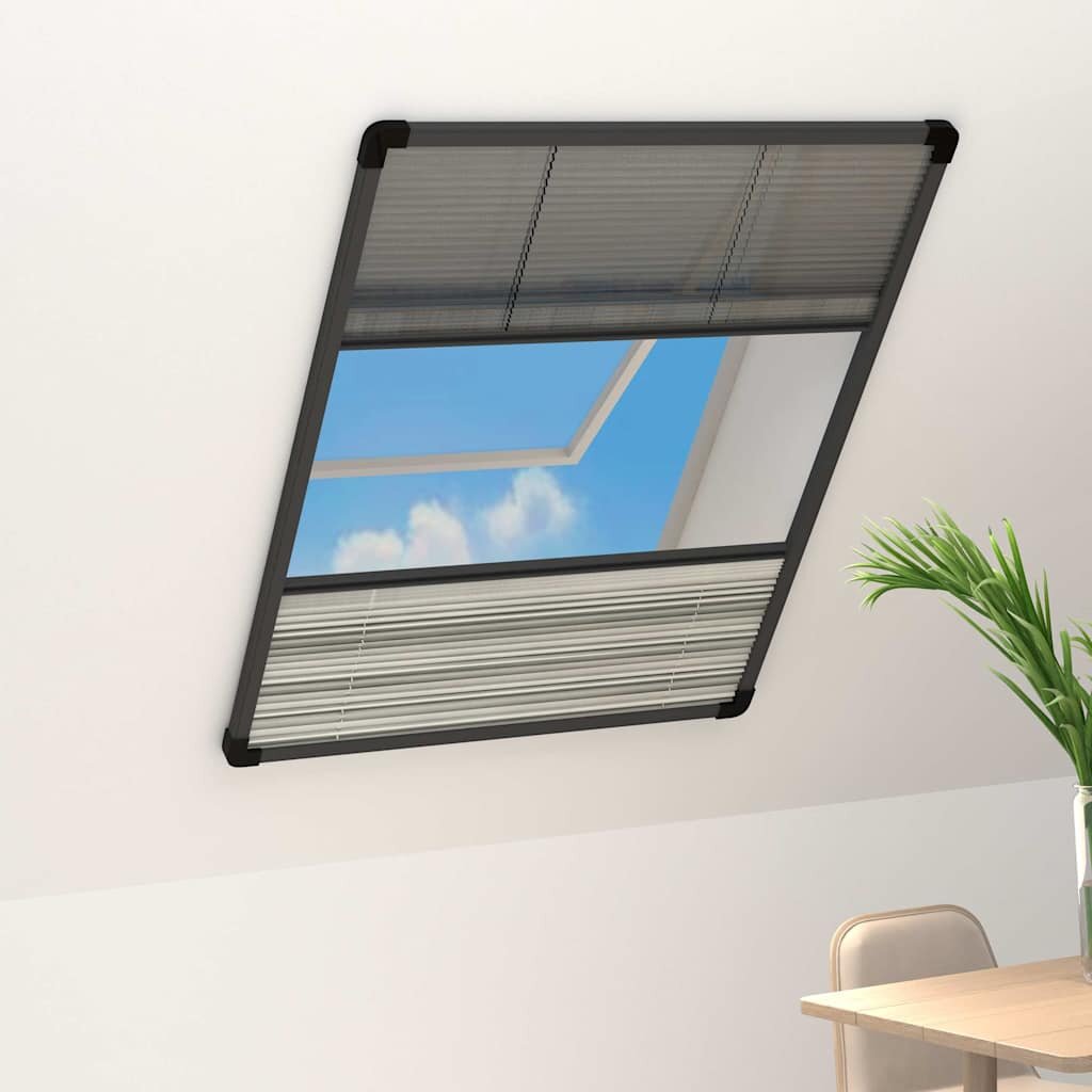 vidaXL Алуминиев плисе комарник за прозорци със сенник 80x120 см