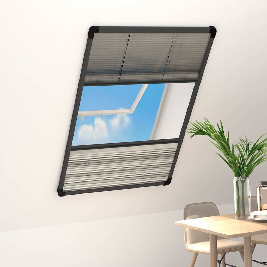 vidaXL Алуминиев плисе комарник за прозорци със сенник 80x160 см