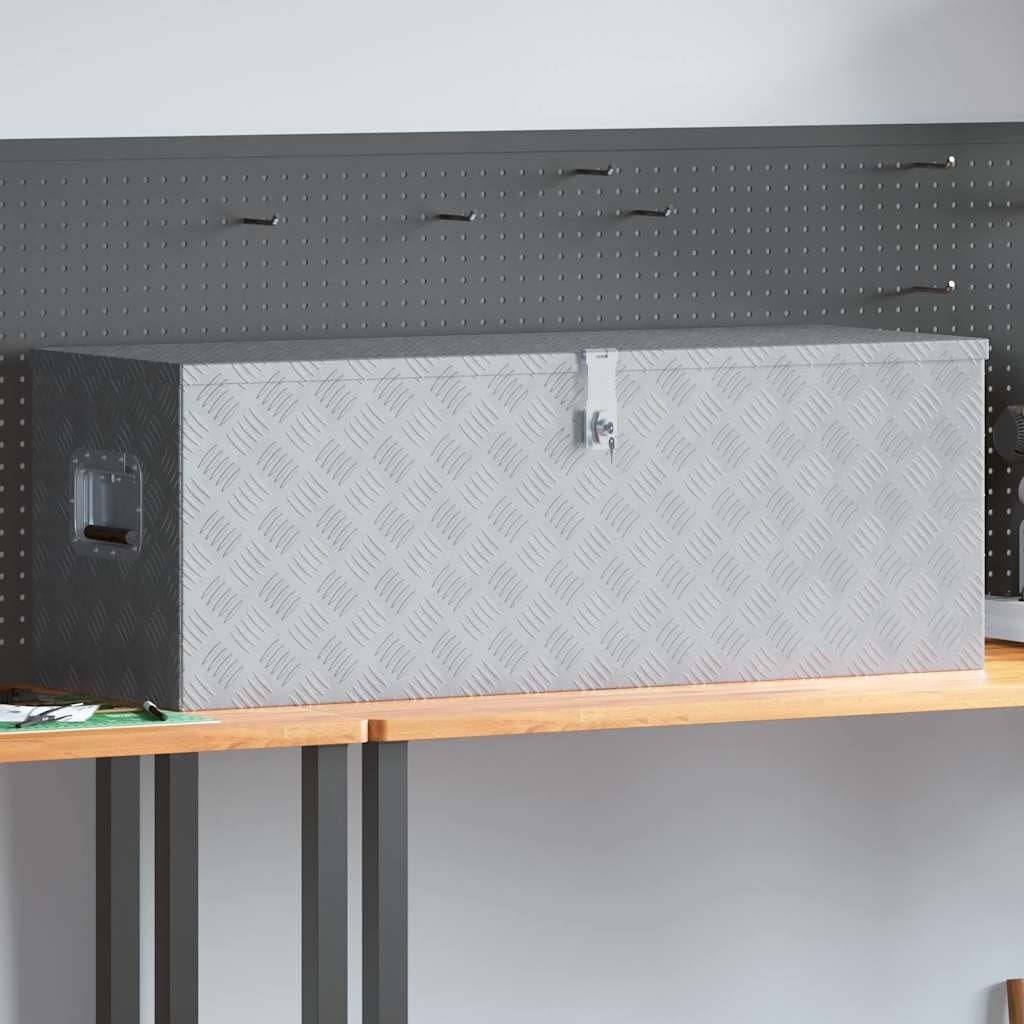 vidaXL Алуминиева кутия 1105x385x40 см сребриста