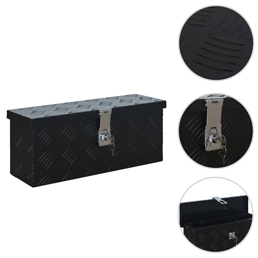 vidaXL Алуминиева кутия 485x140x200 мм черна