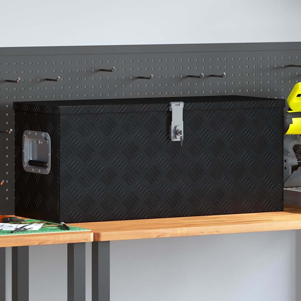 vidaXL Алуминиева кутия 80x30x35 см черна