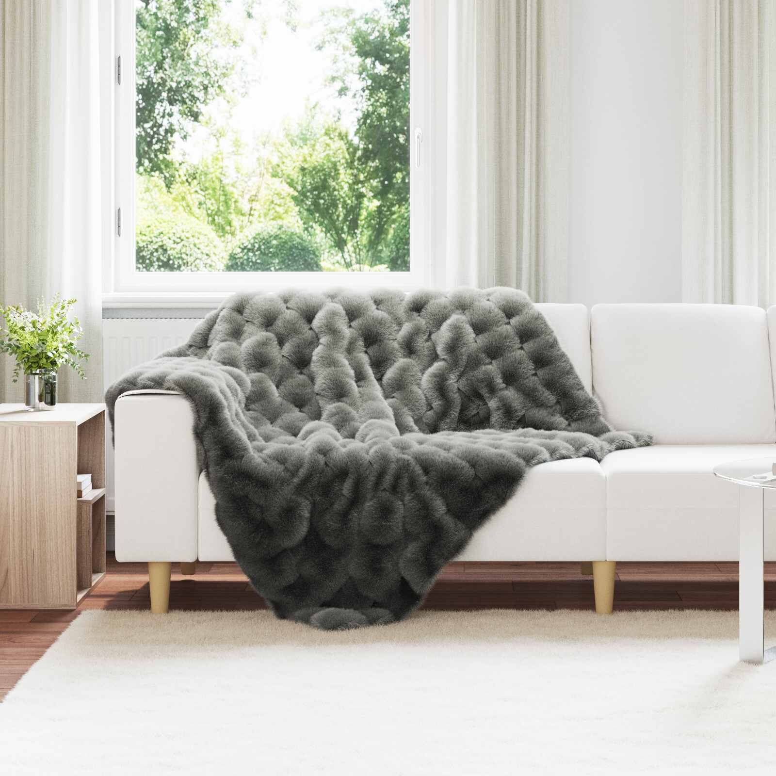 vidaXL Анти-слип изкуствено одеяло от заешка козина Olite 4 бр. 8.1 kg