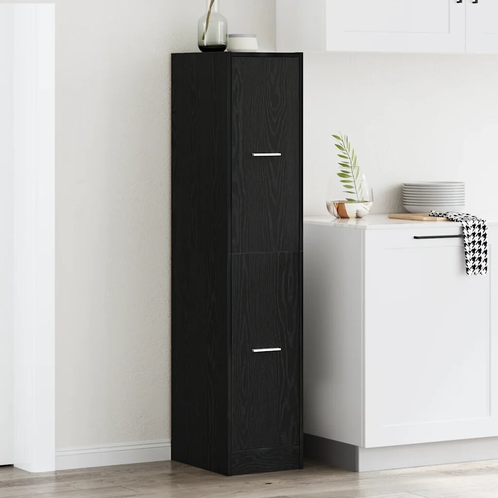 vidaXL Аптекарски шкаф черен дъб 30x41x1445 см инженерно дърво