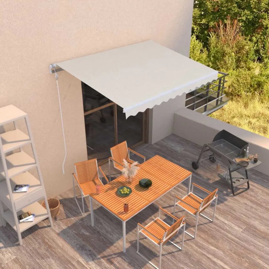 vidaXL Автоматичен прибиращ се сенник 350x250 см кремав