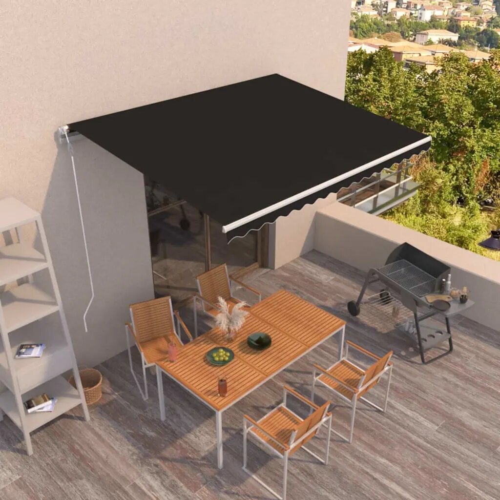 vidaXL Автоматичен прибиращ се сенник 400x350 см антрацит
