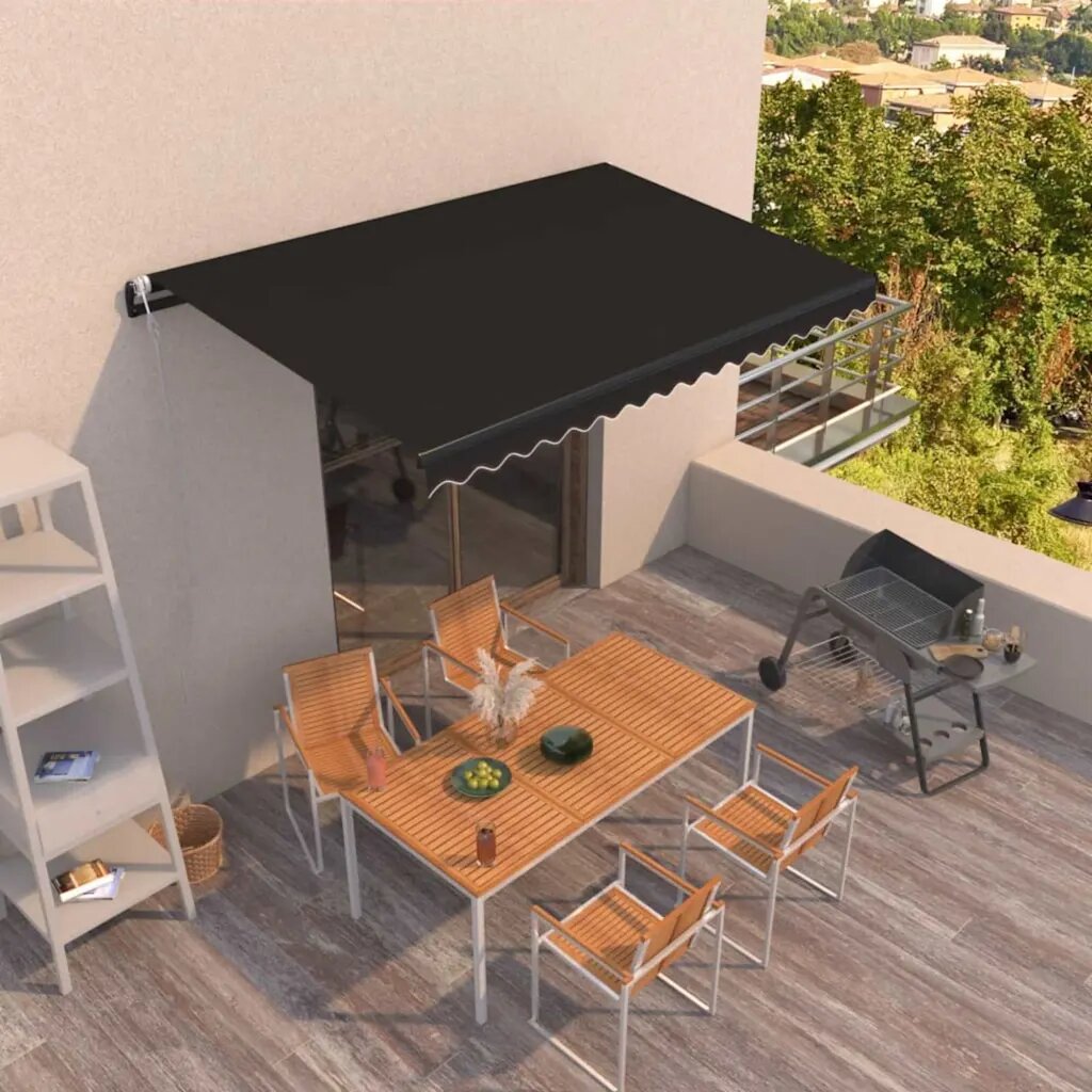 vidaXL Автоматичен прибиращ се сенник 400x350 см антрацит