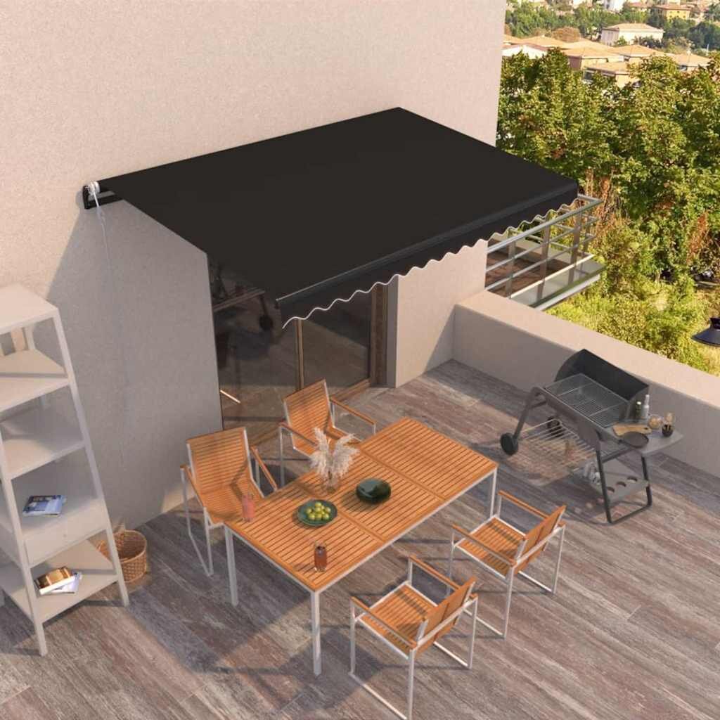 vidaXL Автоматичен прибиращ се сенник 450x350 см антрацит