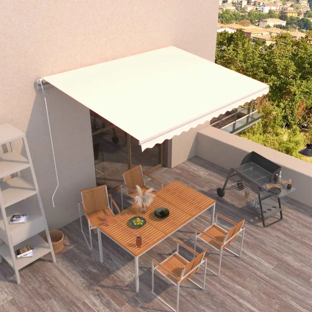 vidaXL Автоматичен прибиращ се сенник 450x350 см кремав