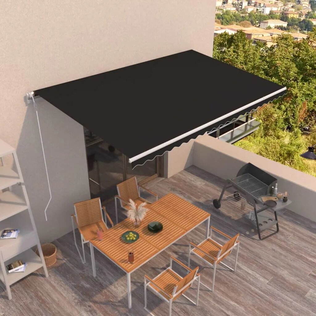vidaXL Автоматичен прибиращ се сенник 500x350 см антрацит