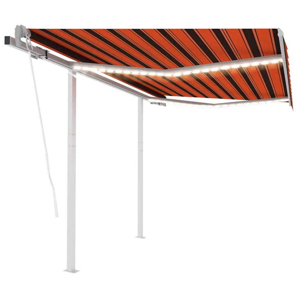 vidaXL Автоматичен сенник LED сензор за вятър 35x25 м оранжев/кафяв