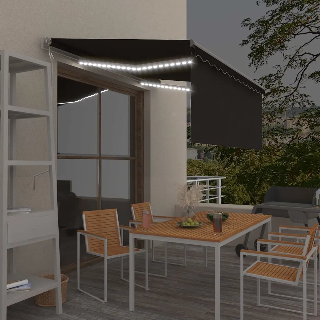 vidaXL Автоматичен сенник щора LED сензор за вятър 35x25 м антрацит