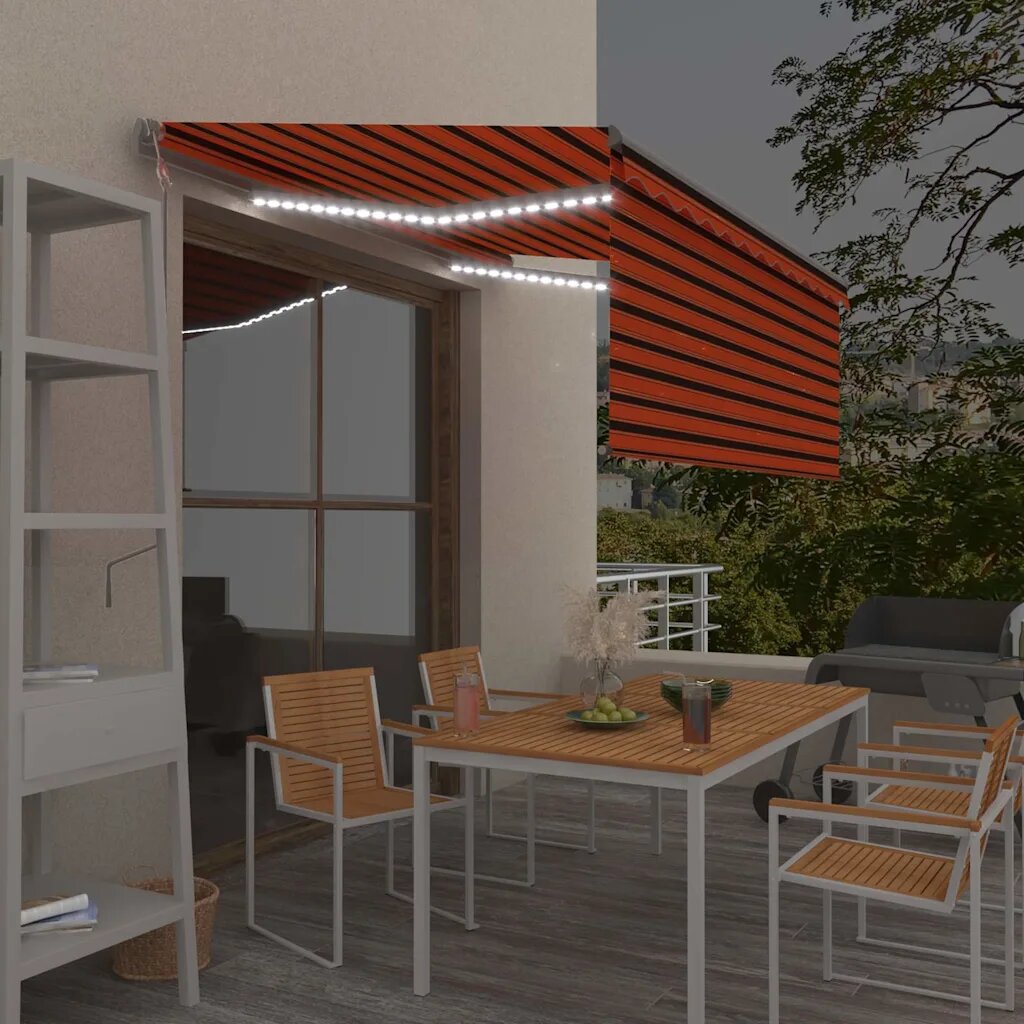 vidaXL Автоматичен сенник щора LED сензор за вятър 35x25 м оранжев