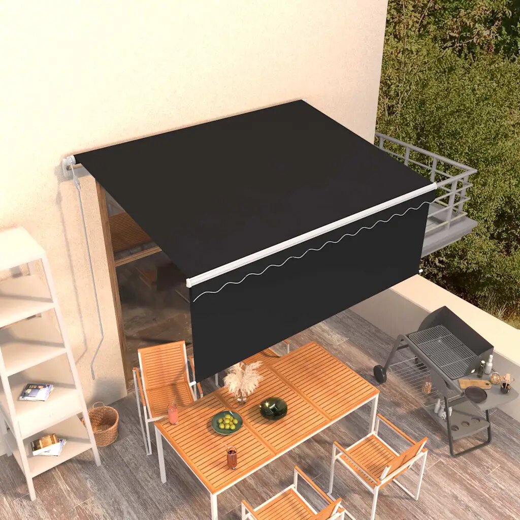 vidaXL Автоматично прибиращ се сенник с щора 3x25 м антрацит