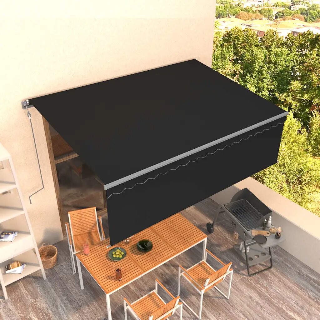 vidaXL Автоматично прибиращ се сенник с щора 45x3 м антрацит
