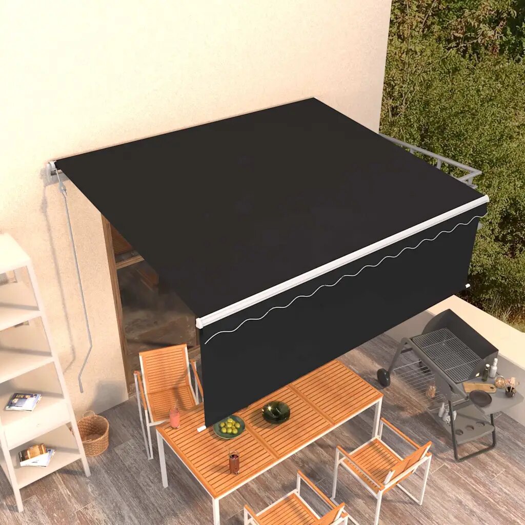 vidaXL Автоматично прибиращ се сенник с щора 45x3 м антрацит