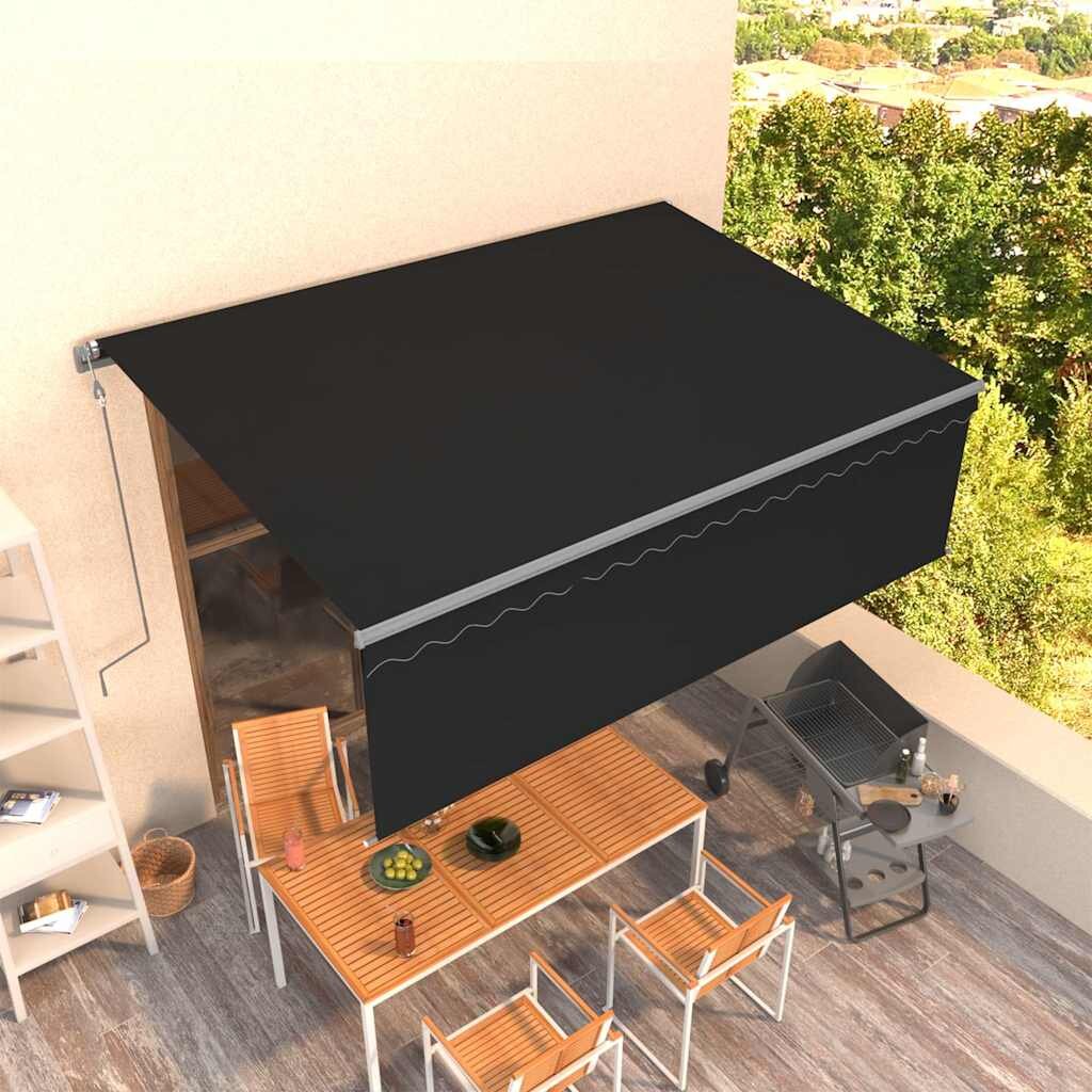vidaXL Автоматично прибиращ се сенник с щора 4x3 м антрацит