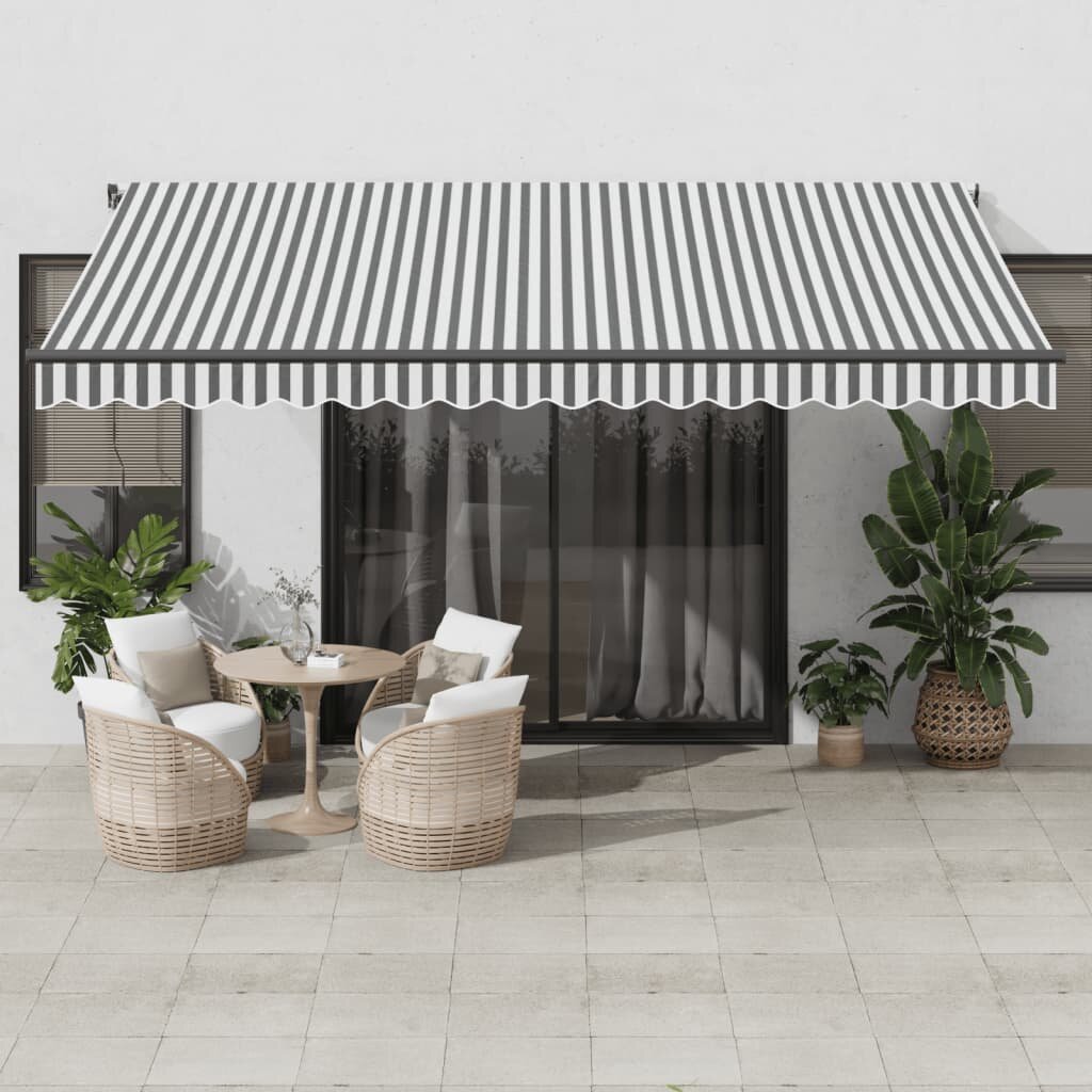vidaXL Автоматично прибираща се тента антрацит и бял 450x350 см