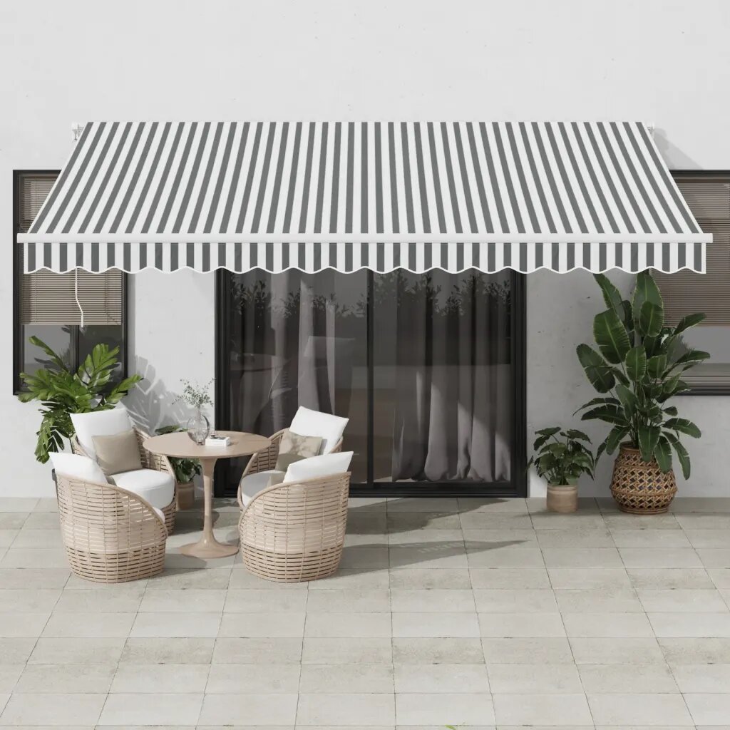 vidaXL Автоматично прибираща се тента антрацит и бял 450x350 см