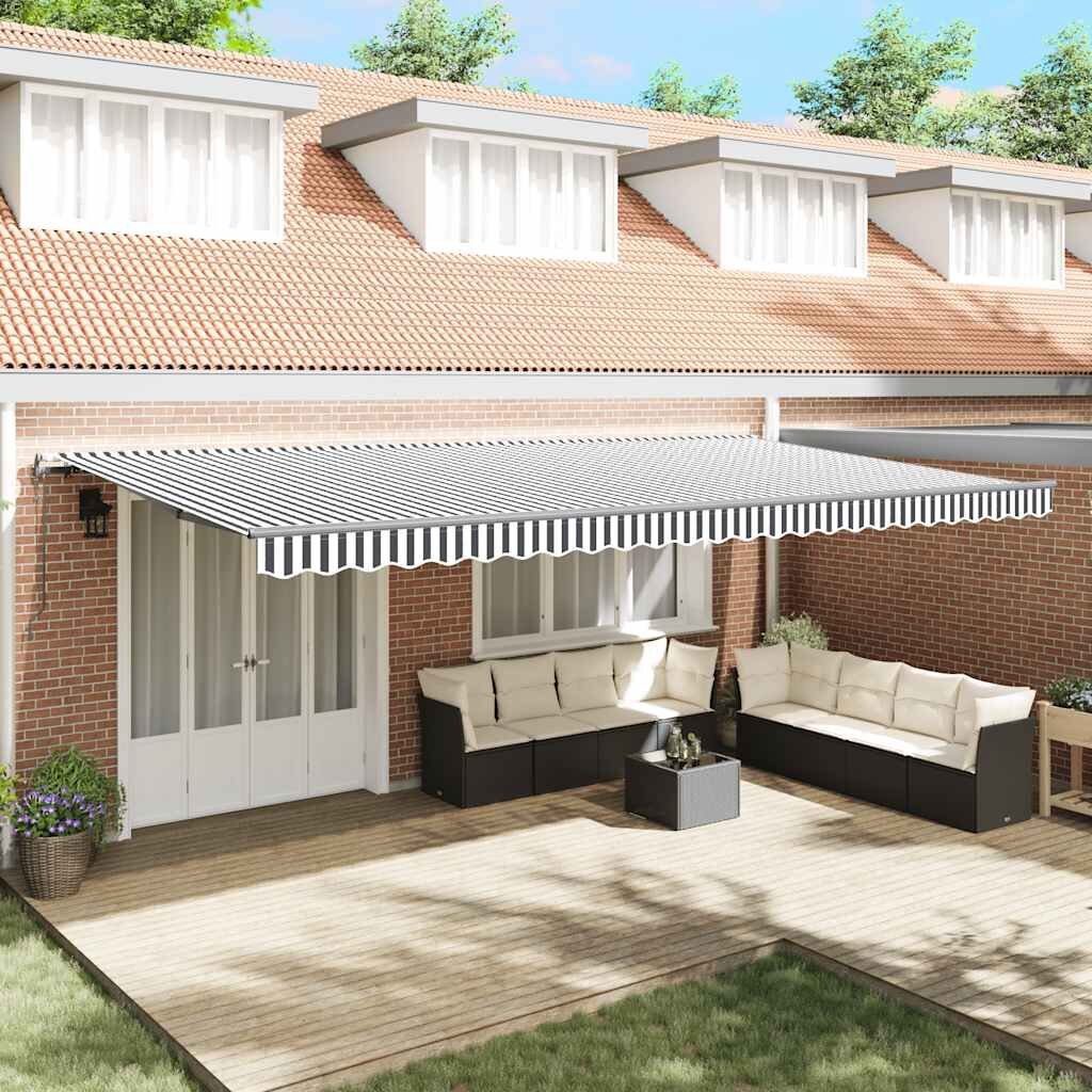 vidaXL Автоматично прибираща се тента антрацит и бял 600x300 см