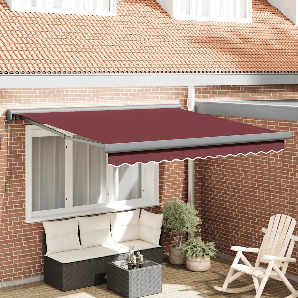 vidaXL Автоматично прибираща се тента бордо 300x250 см