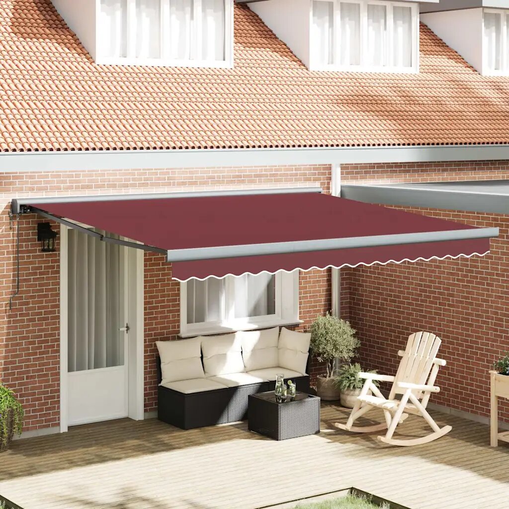 vidaXL Автоматично прибираща се тента бордо 400x300 см