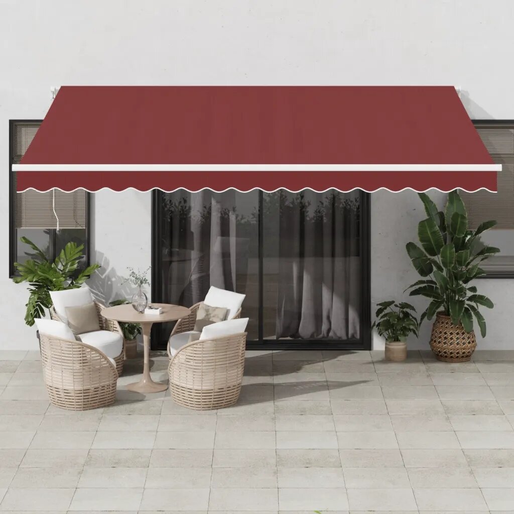 vidaXL Автоматично прибираща се тента бордо 450x350 см