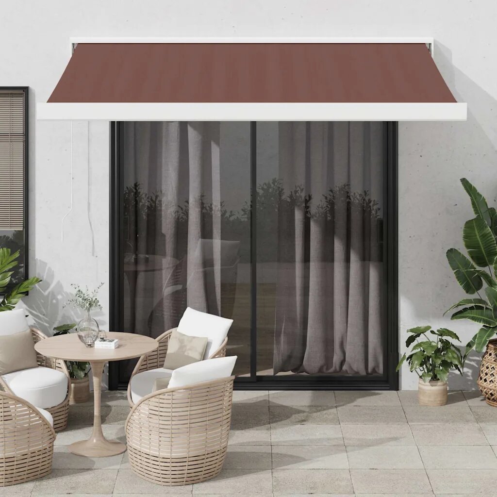 vidaXL Автоматично прибираща се тента кафяв 350x250 см
