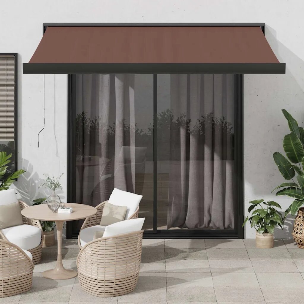 vidaXL Автоматично прибираща се тента кафяв 350x250 см