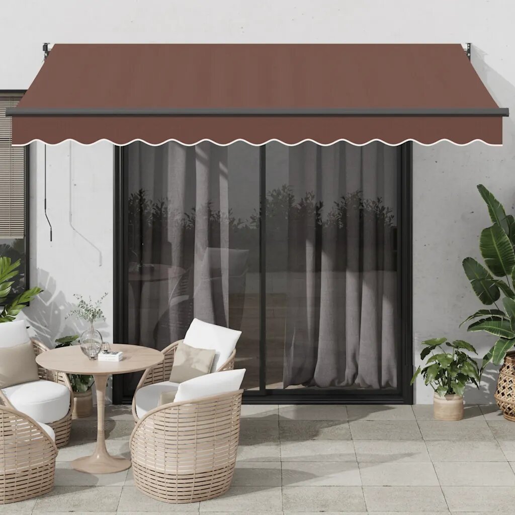 vidaXL Автоматично прибираща се тента кафяв 350x250 см