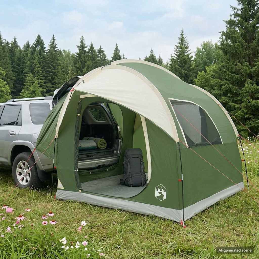 vidaXL Автомобилна палатка с покрив Зелено 239 x 210 x 210 см