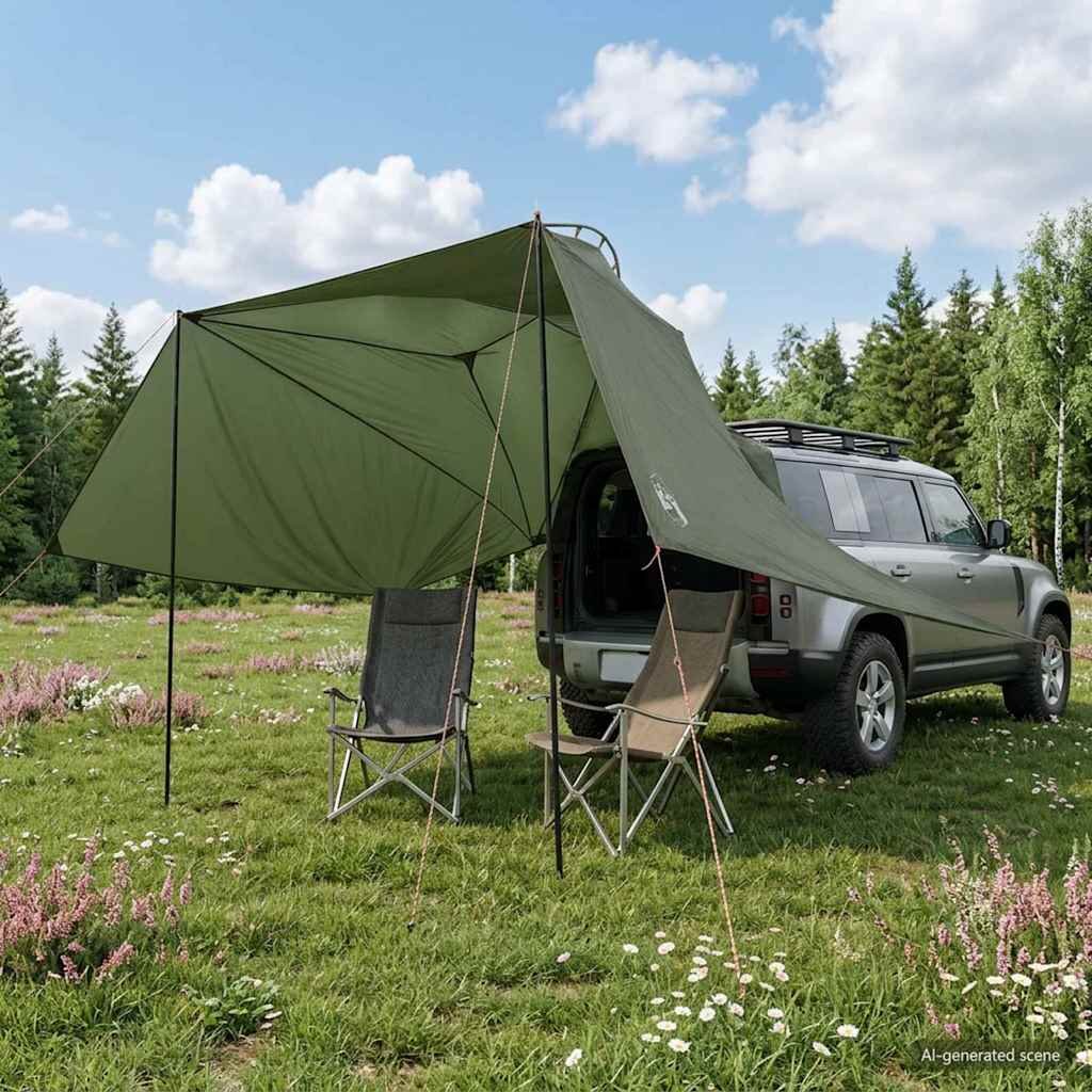 vidaXL Автомобилна палатка Военнозелено 350 x 250 cm