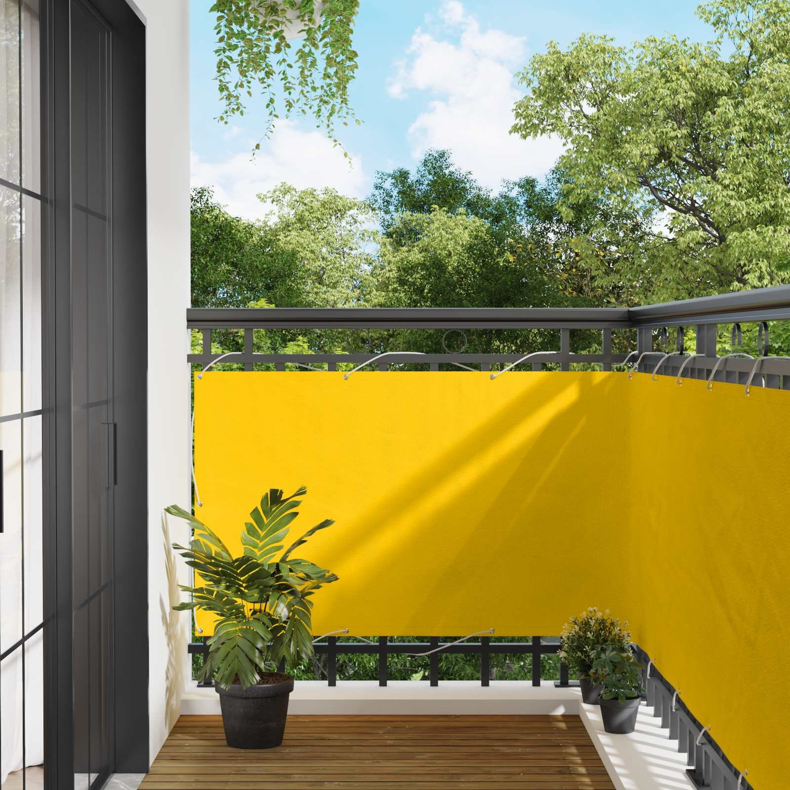 vidaXL Балконен екран 100 x 200 cm Оксфордска тъкан Правоъгълна Жълто
