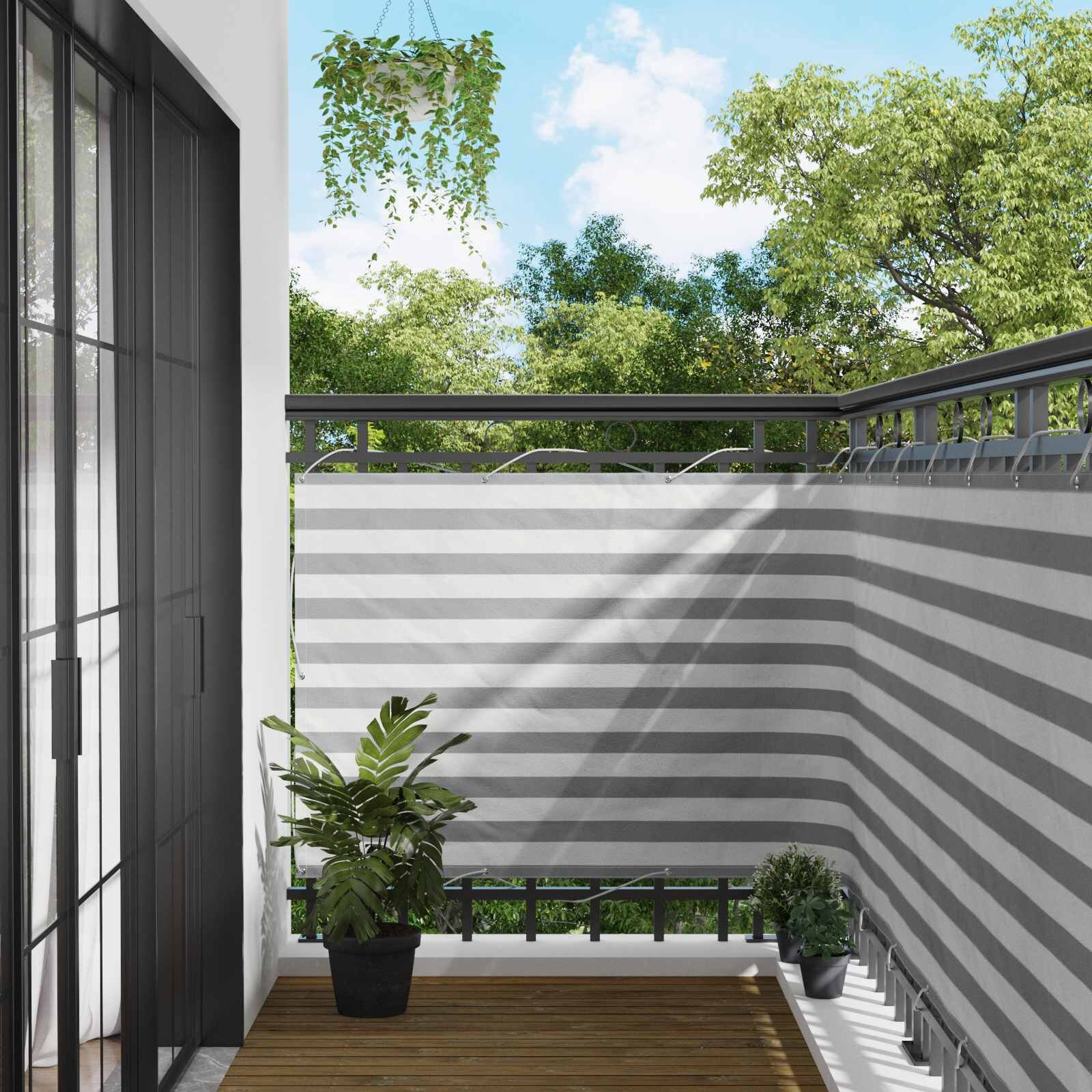 vidaXL Балконен екран 110 x 500 cm Оксфордска тъкан Правоъгълна