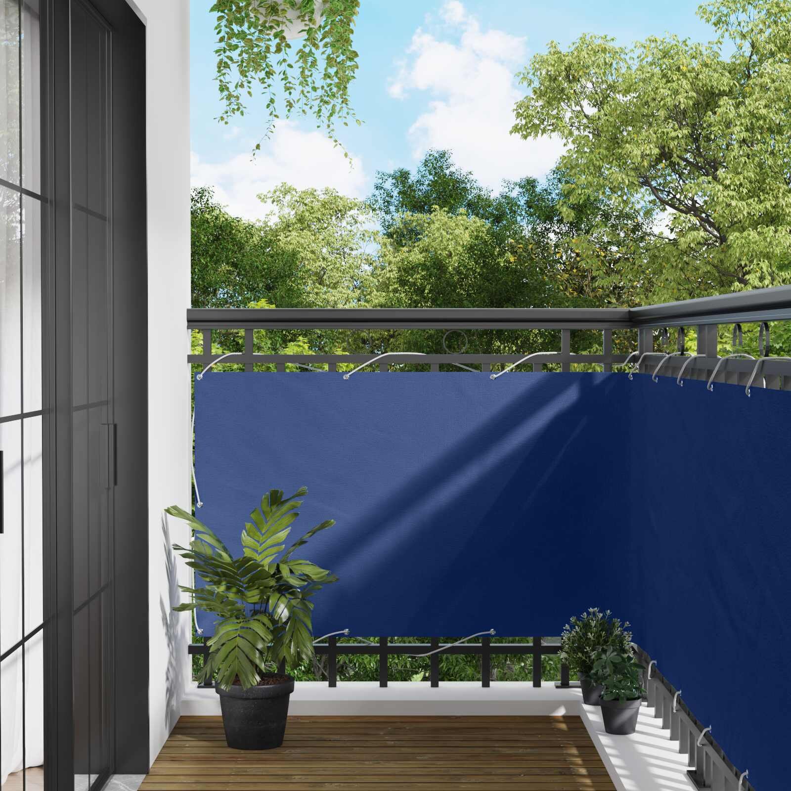 vidaXL Балконен екран 90 x 200 cm Оксфордска тъкан Правоъгълна Синьо