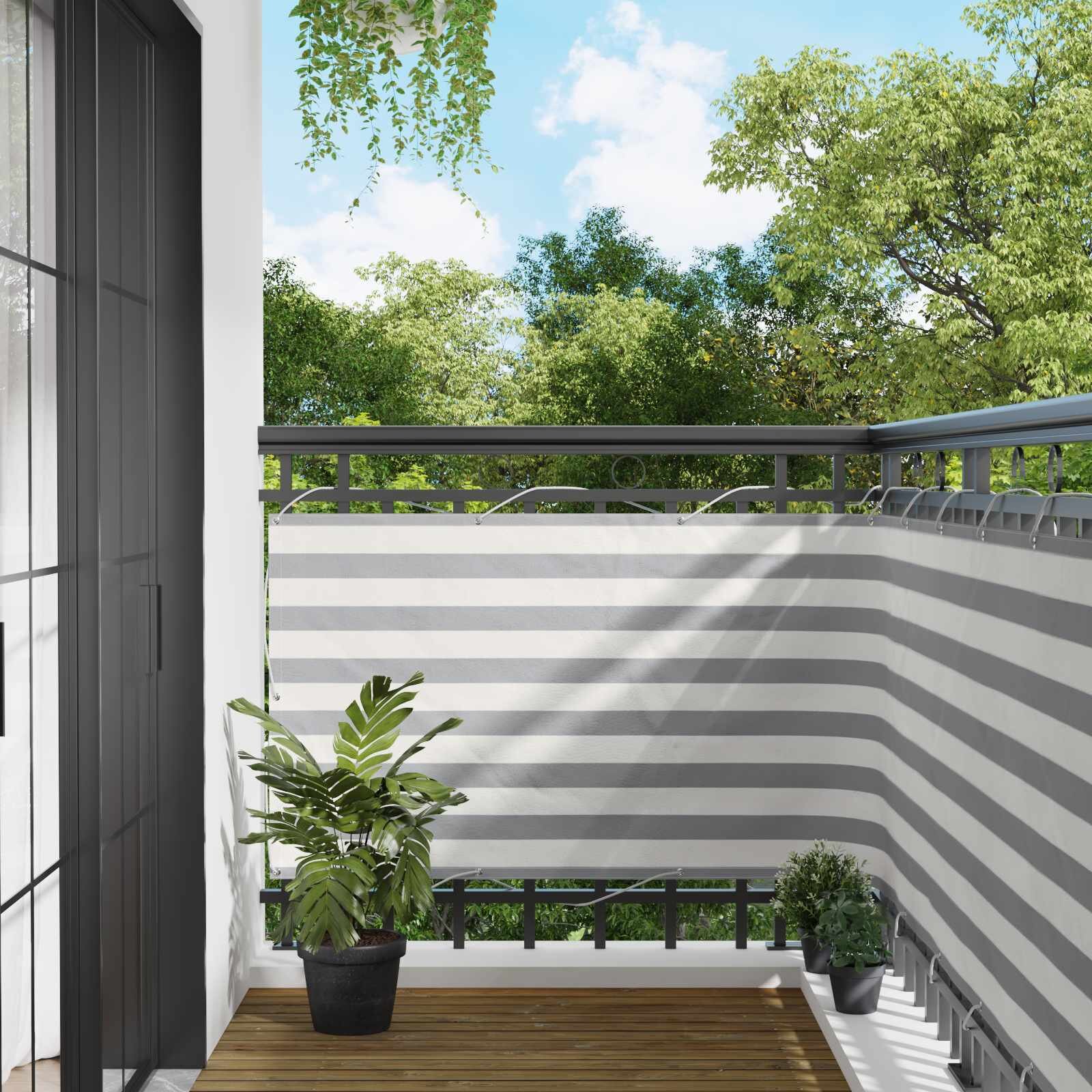 vidaXL Балконен екран 90 x 300 cm Оксфордска тъкан Правоъгълна
