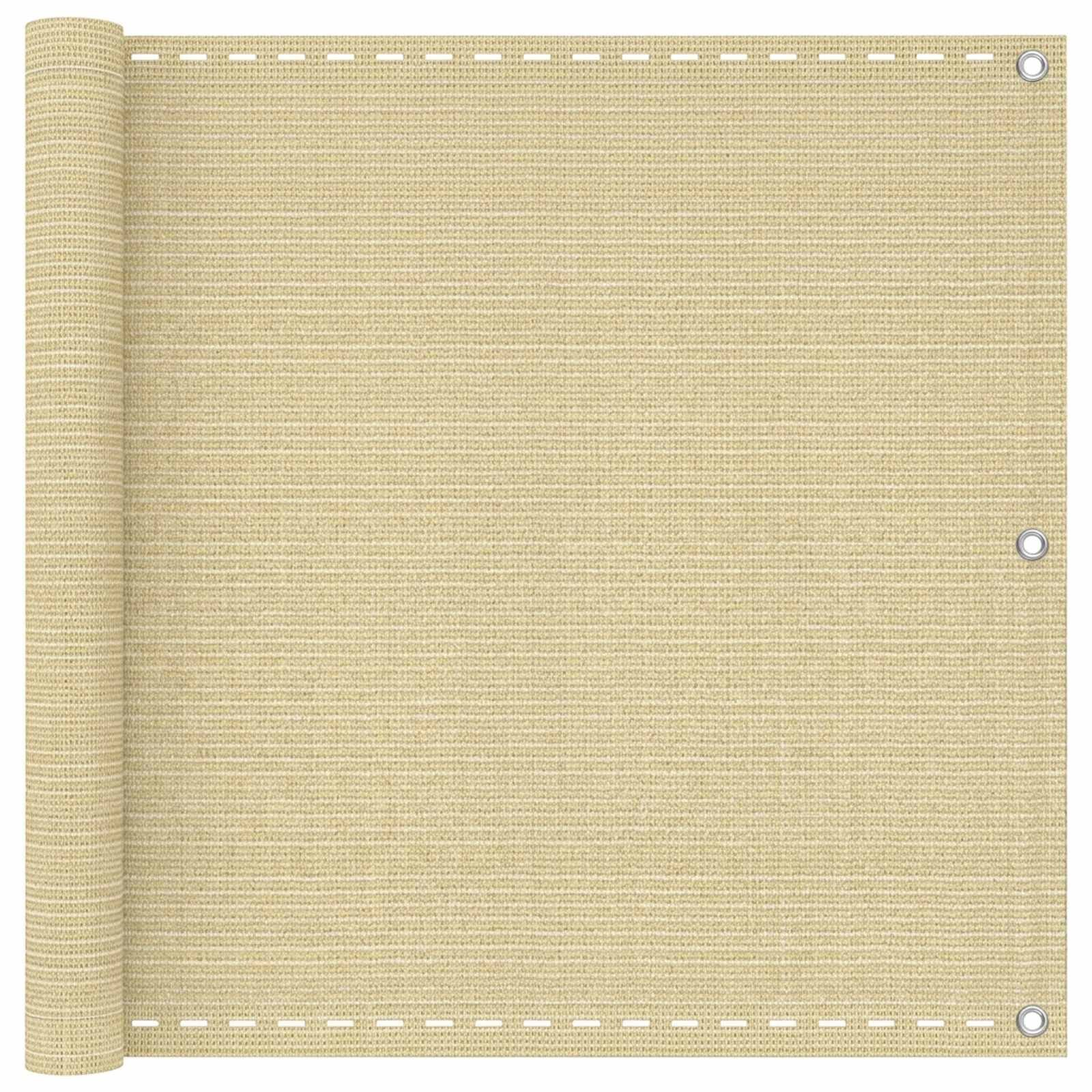 vidaXL Балконен екран Бежово 120 x 1000 cm HDPE и алуминий