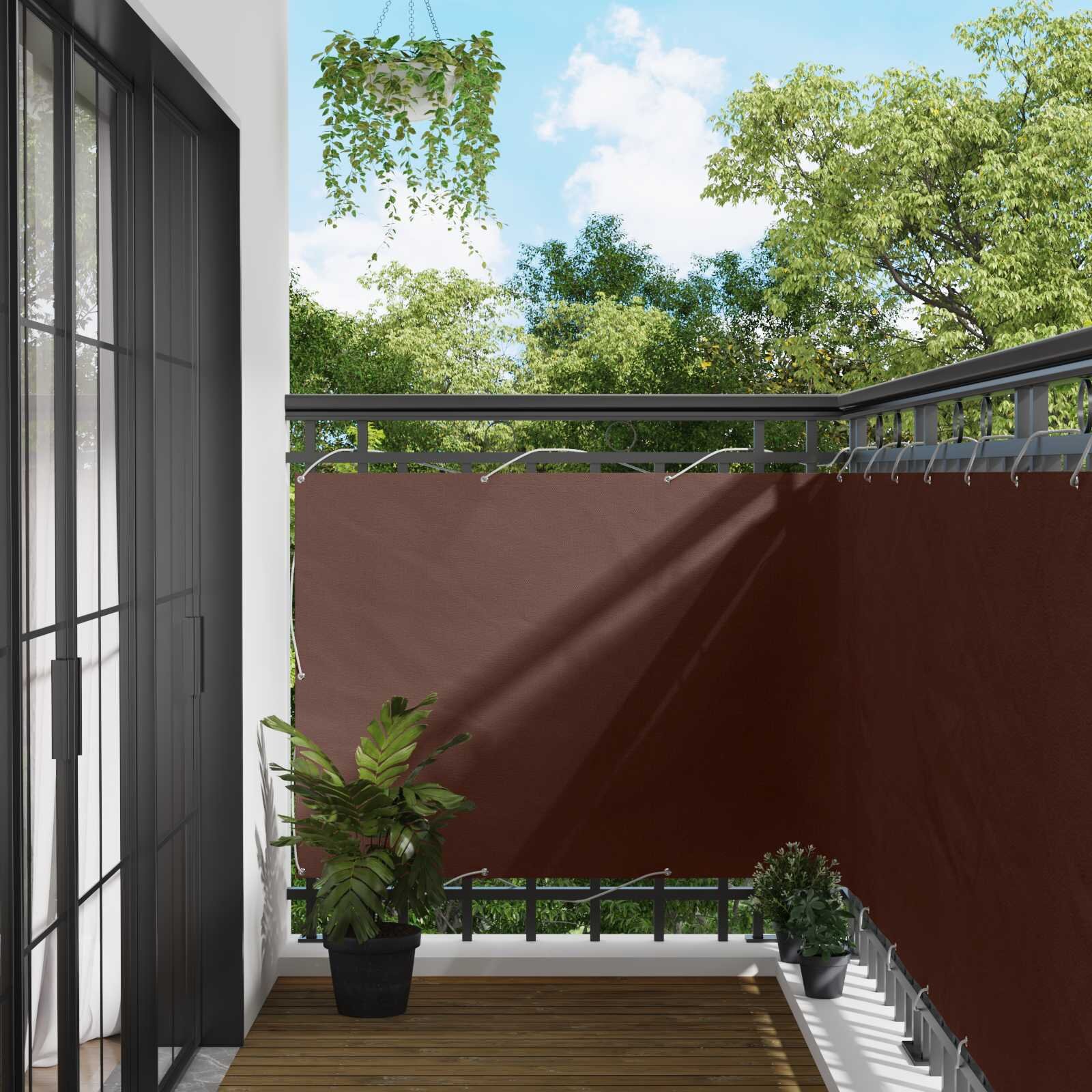 vidaXL Балконен екран Правоъгълна 110 x 300 cm Оксфордска тъкан Кафяво