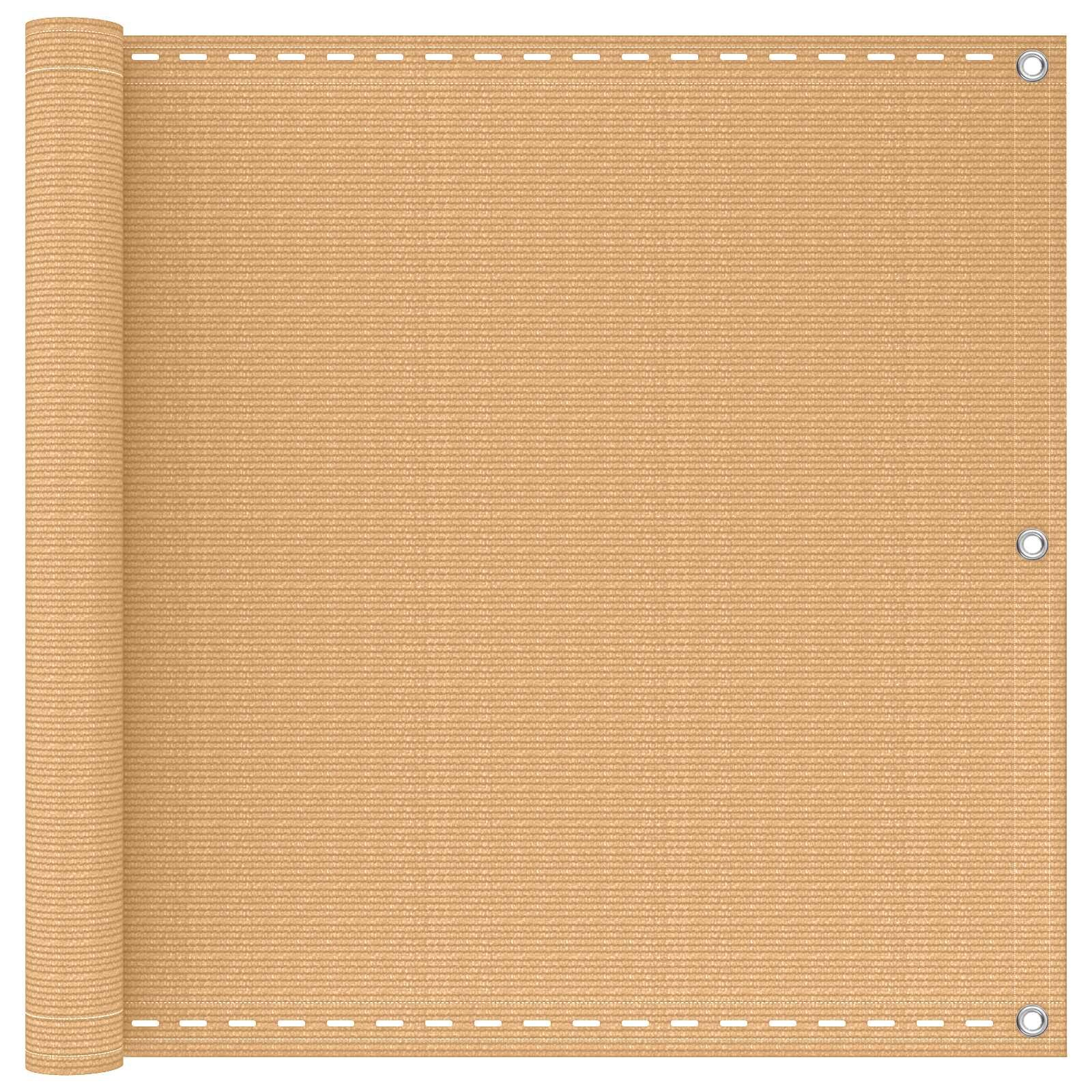vidaXL Балконен екран Пясък 75 x 1000 cm HDPE и алуминий